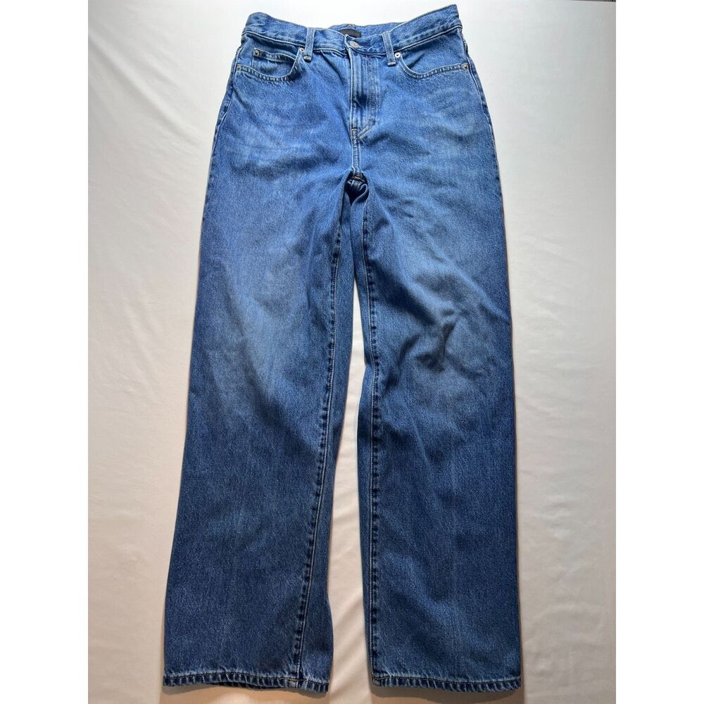 Uniqlo Jeans Women's Blue High Rise Straight Kaihara Denim Wide Leg 4